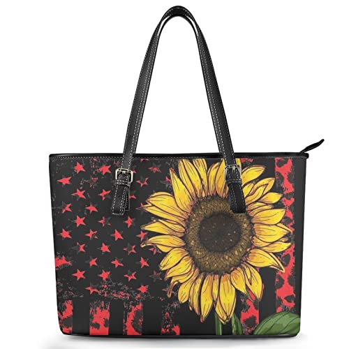 Sac à main en cuir drapeau américain motif tournesol grand format