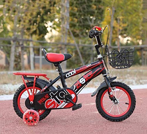 MU Junge Mädchen Kinderfahrrad Mit Stützrad, 2 Hand Bremsen BMX Freestyle Fahrräder Für 2-9 Jahre Alt, Kinderfahrrad Mit Kessel Und Korb, Rot, 16Inch – Bild 3