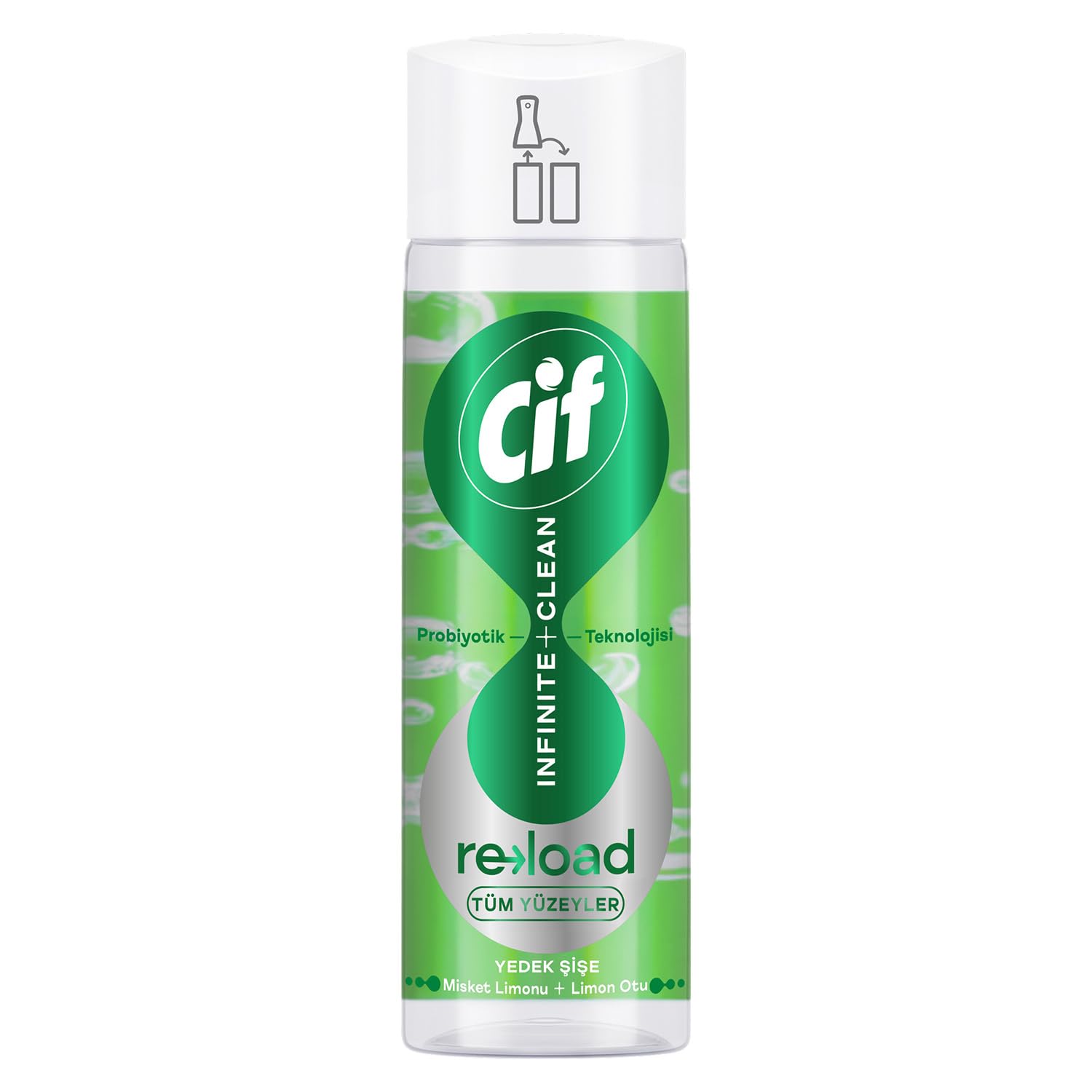 Cif Infinite Clean Doğal Probiyotikli Anti Toz Yedek Şişe Tüm Yüzeyler İçin Misket Limonu & Limon Otu 280 ml
