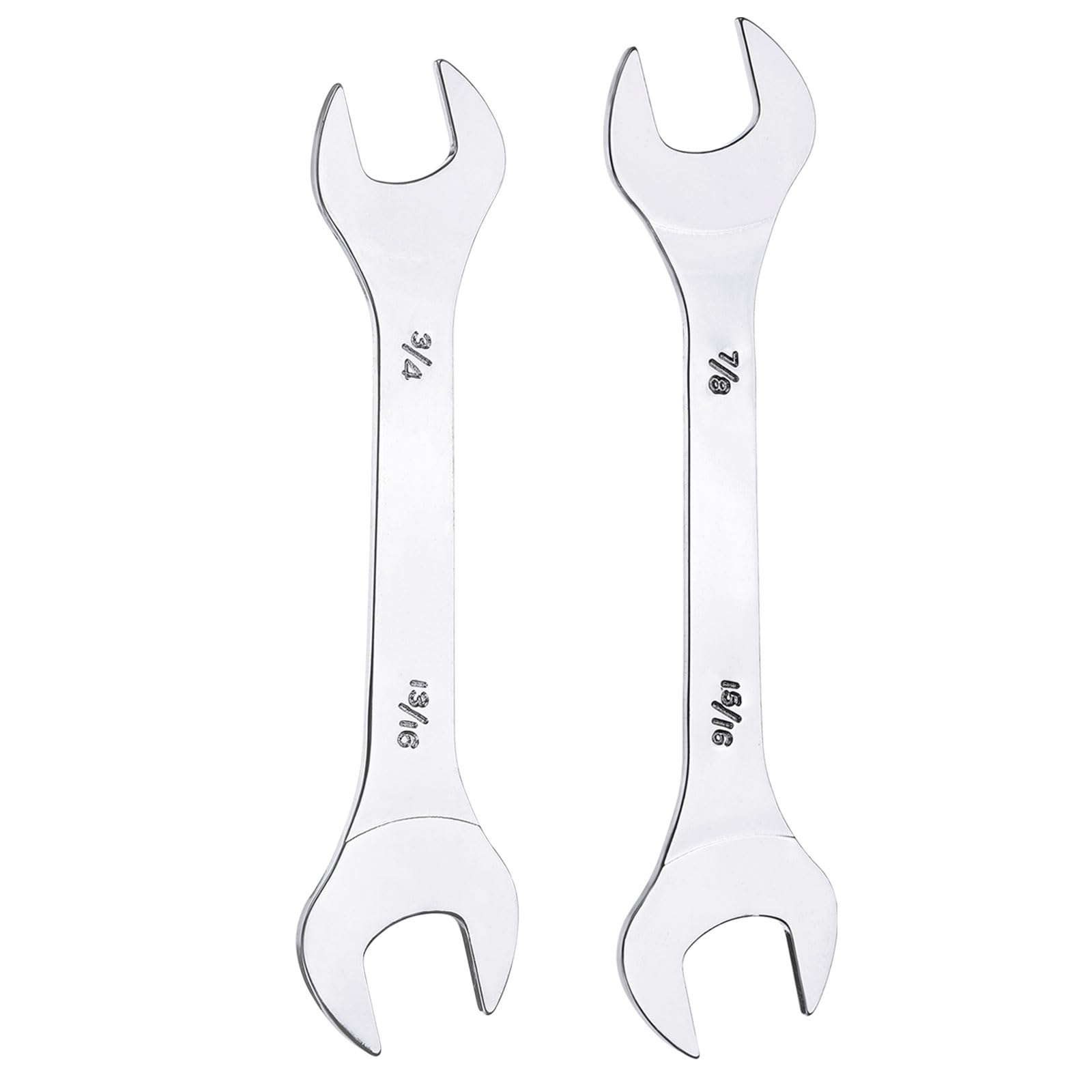HARFINGTON 2pcs Double Open End Thin Wrench Set 3/4" 13/16" 7/8" 15/16" SAE Super Thin Small Flat Head Wrench Mirror Polished Open Ended Spanner for