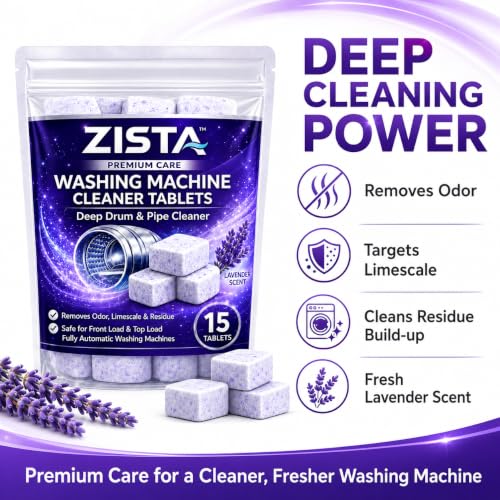 Image of ZISTA Washing Machine Cleaner Tablets with Lavender Scent 15 Pcs