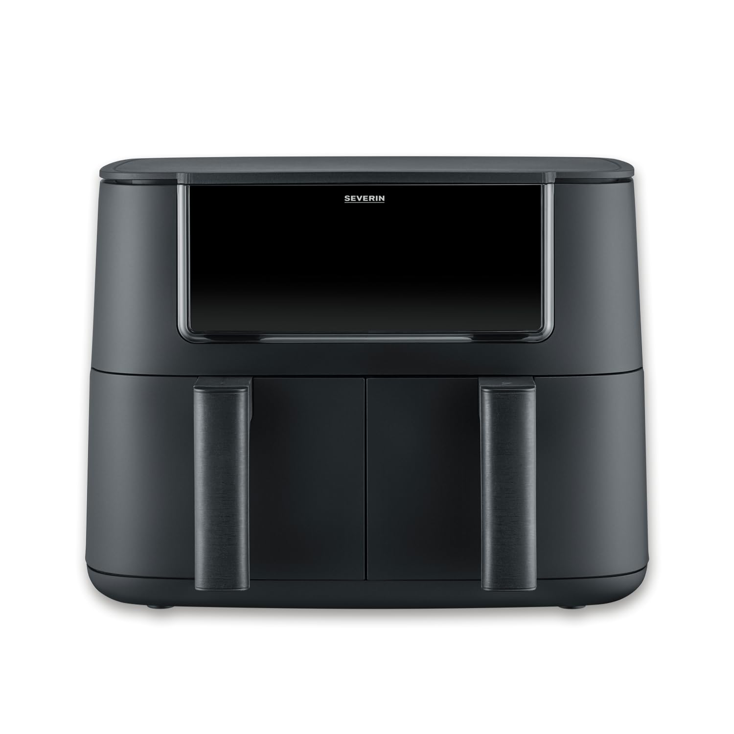 SEVERIN Friggitrice ad Aria Calda Dual Zone, 2600W, 8 Litri (2x 4L), Display Touch, 11 Programmi, Funzione Sync Cook e Finish, Mantenimento Caldo, 39,5 x 37,6 x 29,8 cm, Nero/Inox - FR 2463