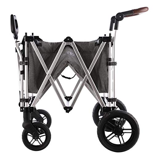 Fuxtec Bollerwagen faltbar FX-CTL900 Premium Grau mit Dach - Transportwagen klappbar |inkl. Hecktasche mit Schuhfach & Komfort-Schiebegriff | 5-Punkt-Gurt | Handwagen/Leiterwagen – Das Original – Bild 7