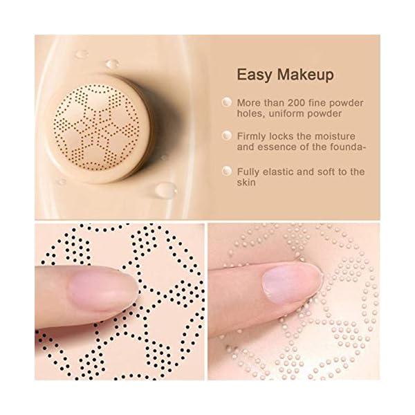 Air-Cushion-CC-Cream-Mushroom-Head-Foundation-Moisturizing-BB-CreamNaturalLoose-PowderCool-Beige-02-Foundation-Brush-By-Vaerki Vaerki Air Cushion CC Cream Mushroom Head Foundation, Moisturizing BB Cream(Natural)&Loose Powder(Cool Beige #02) &Foundation Brush