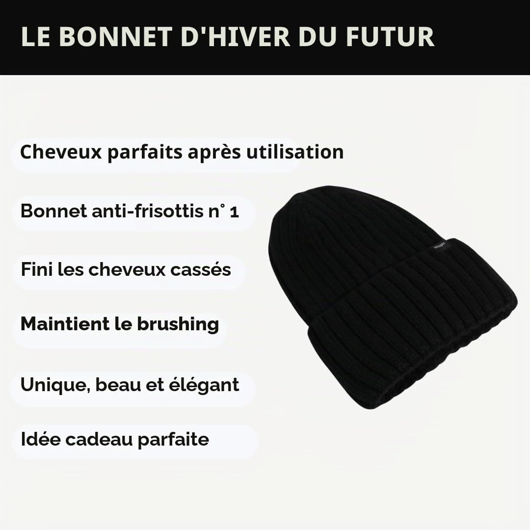 Offtopic® Chapeau d'hiver pour femme en cachemire et intérieur 100 % soie pour cheveux toujours en ordre | Bonnet anti-frisottis | Idée cadeau unique élégante