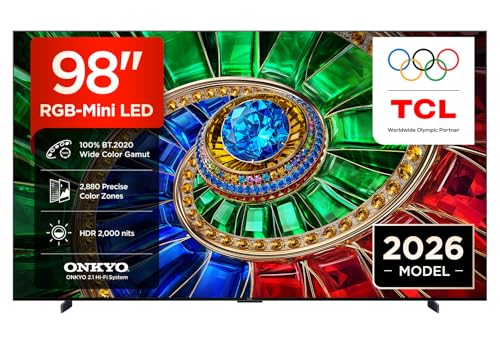 TCL 98RM7L – Smart TV RGB‑Mini LED 4K HDR10+ da 98", 2.000nit | 2,880 Precise Color Zones, Dolby Vision IQ & Atmos, 2.1 Onkyo Sound, Game Master, 144Hz VRR, Apple AirPlay 2