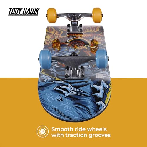 Image of Tony Hawk 31 inch Skateboard, Tony Hawk Signature Series 3, 9-ply Maple Deck Skateboard for Cruising, Carving, Tricks and Downhill, Fire /Ice