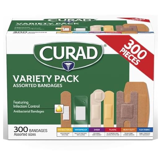 Curad Lot de 300 bandages assortis, y compris des bandages antibactériens, très résistants, en tissu et imperméables