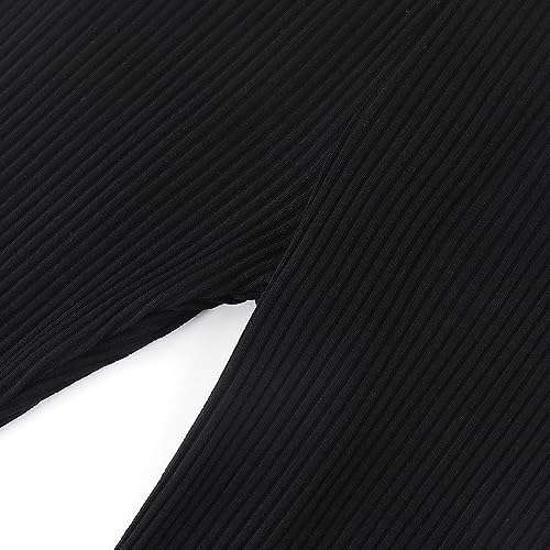 Noomelfish Girls Ribbed Flared Pants Cotton Ruffle Leggings Bell Bottoms (4-12 Years)3