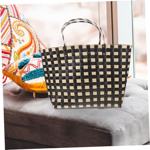 Panier marché poignée robuste et grand cabas femme tissé main haute capacité - 2