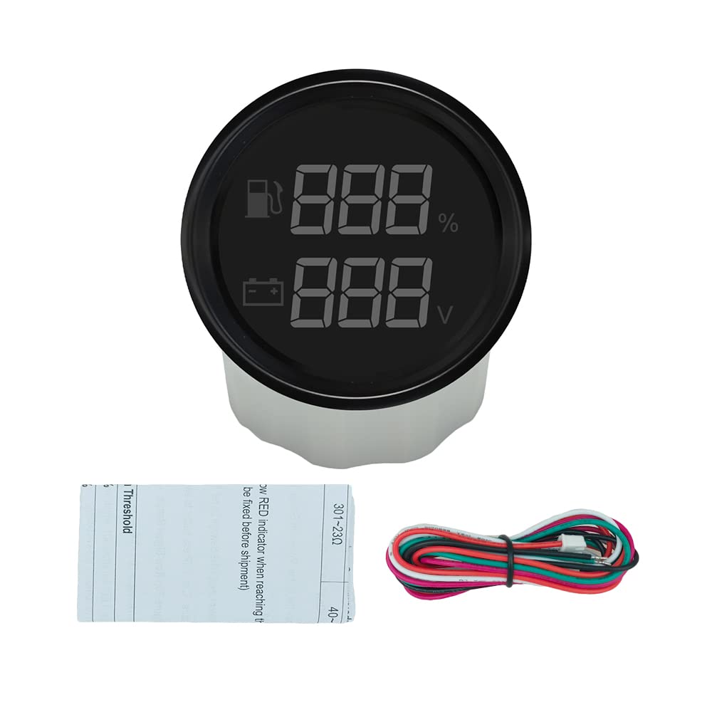 ELING Indicatore multifunzione 2 in 1, tensione del livello del carburante, con allarme per auto, barca, 9-32 V