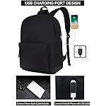 SUPACOOL Casual Laptop Backpack for Men and Women, Work backpack, Black Backpacks, College School Backpack for Boys and Girls, USB Charging Port, Lightweight Travel Back Pack(Black) - Image 2