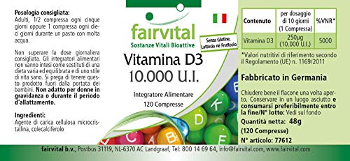 fairvital Vitamin D3 10.000 I.E. Depot, 120 Tabletten, HOCHDOSIERT, Cholecalciferol, nur 1 Tablette alle 10 Tage – Bild 7
