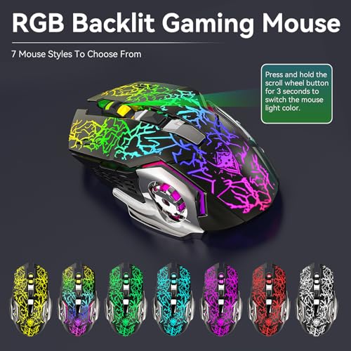 Qyszy88 Wireless Gaming Keyboard And Mouse Combo, Rgb Backlit Rechargeable 2000 Mah Battery thumb #3
