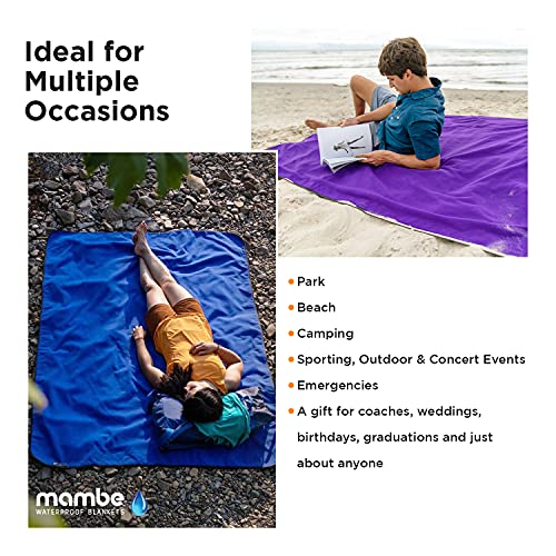 Mambe Large Essential Outdoor Blanket Black - 100% Waterproof And Windproof - Machine Washable Fleece And Nylon Throw For Outdoor Activities Like Picnics, Camping, Beach #TOP4