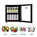 Beverage Refrigerator Cooler 60 Can Mini Fridge Glass Door for Beer Drinks Wines Juice, Adjustable Shelves Blue LED Lights and User Friendly Temperature Knob for Home Office Dorm Bar 1.6 Cu. Ft