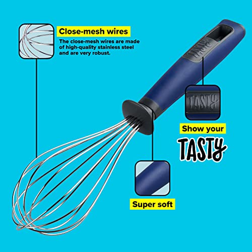 Tasty Everyday Stainless Steel Whisk with Soft-Touch Handle, Multifunctional Balloon Whisk for Stirring and Whipping Ingredients, Kitchen Whisk Stirrer, 26x5.5cm Colours: Dark Blue, Grey, Silver - Image 4