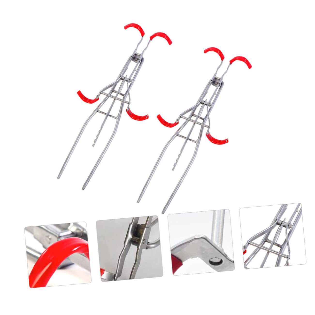 Supports Doubles en Métal Argenté, 2 Pièces, pour Canne à Pêche
