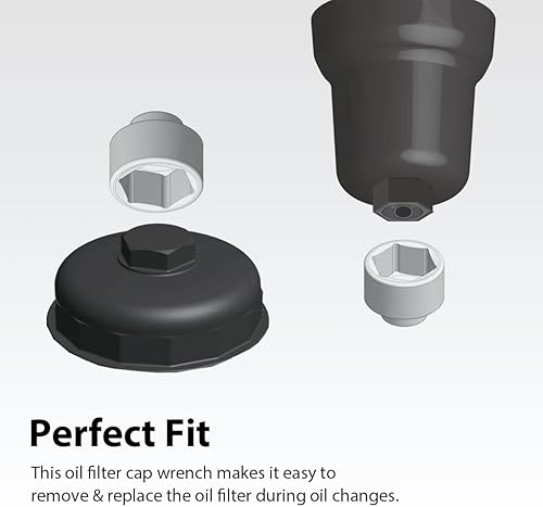 Miniatura 3 de FIRSTINFO - Llave de filtro de aceite de 38 pulgadas de 3.409in y 16 flautas, para tapas de carcasa de filtro de aceite estilo cartucho Volvo