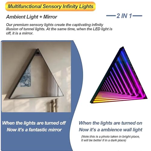 Lampka nocna LED z lustrem nieskończoności, geometryczna, zmieniająca kolor RGB, dekoracja do domu, na imprezę i bar, sensoryczna lampa ścienna tunelowa poprawiająca atmosferę