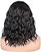 SYMEIW Black Headband Wigs With Brown Highlights For Black Women Synthetic Black Brown Wavy Headband Wigs Soft Light Natural Looking Hair Replacement Wigs Heat Resistant (14 Inch, black brown)