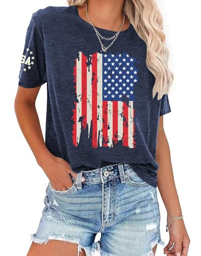 FCGHSII USA Flag Shirts for Women: Vintage American...