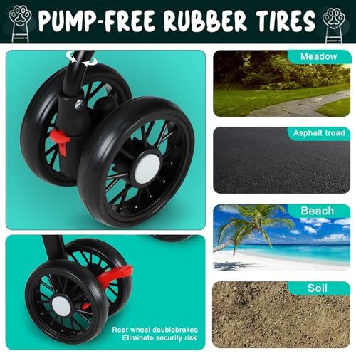 2in1 Hundewagen, Hundebuggy mit 1 Getränkehaltern, Hundebox Transporttasche Faltbar klappbar mit Feststellbremse, Bollerwagen für Hunde, 48 cm * 68 cm * 95cm (Grau)