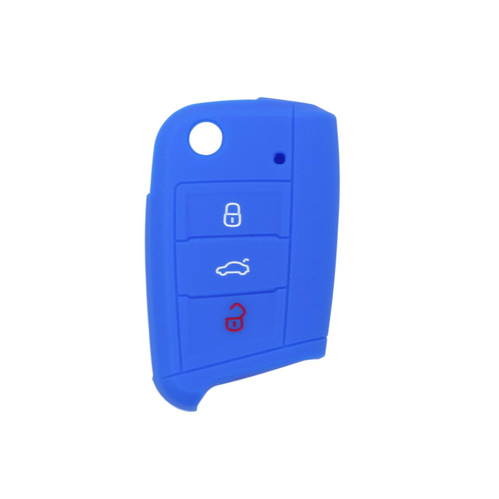 BROVACS Silicone Cover Protector Case Holder Skin Jacket Compatible with VOLKSWAGEN 3 Button Flip Remote Key Fob CV9803 Deep Blue - Image 2