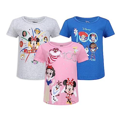 Disney Girls 3 Pack T-Shirts for Toddler and Little Kids