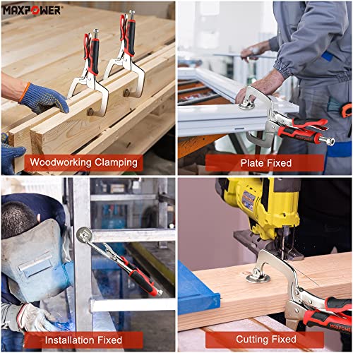 Image of MAXPOWER 11-Inch Locking C Clamp Set, 2 Pack Metal Face Clamp with Large Flat Swivel Pads, Adjustable Heavy Duty C Clamps Locking Pliers for Woodworking, Carpentry, Cabinetry, Welding and Repair