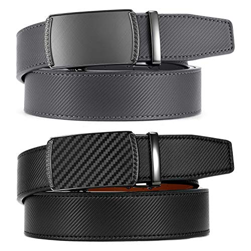 Image of CHAOREN Mens Belt Leather Ratchet Belt 2 Pack - Customizable Fit, Effortless Style (35mm)