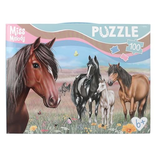 Depesche 13205 Miss Melody   Puzzle 100 Piezas, con detallado Motivo de Caballo, disposición Aprox. 58 x 40 cm, en Estuche de cartón con asa de Transporte