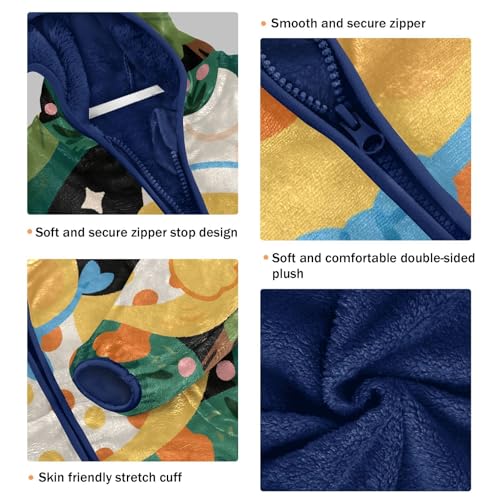 Duck with Polka Dots Toddler Fleece Jacket Girl Boys Hooded Fleece Jacket Coat Warm Outwear Zip-up 3-10T3