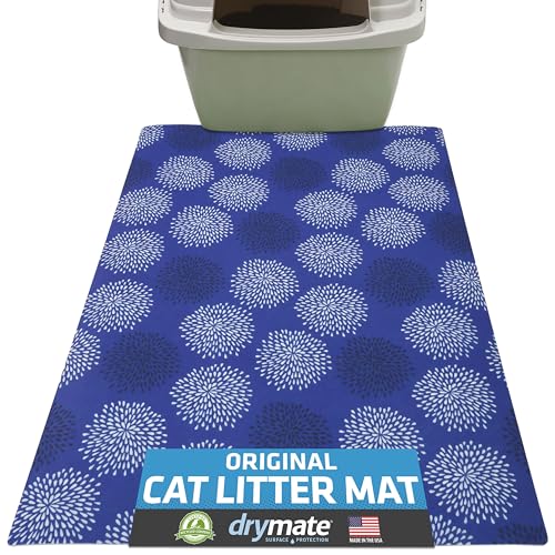 Image of Drymate Cat Litter Box Mat, Litter Trapping Mat, Waterproof, Urine-Proof, Absorbent, Machine Washable, Soft on Paws, Contains Mess, Protects Floors, Kitten Supplies, Dark Blue, 20x28