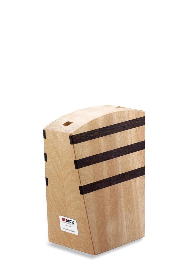 Messerblock aus massivem Buchenholz – Design von Ralph Krämer für F.DICK (ohne Messer), Magnetstreifen, 13,5 x 15 x 27,5 cm