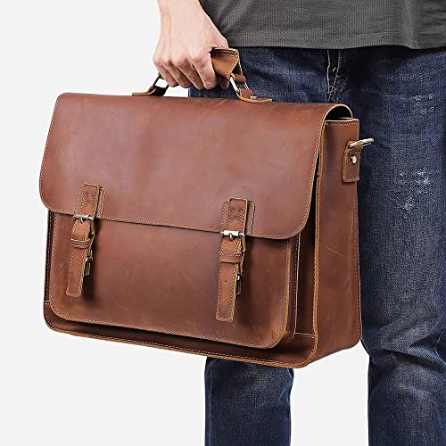 Crazy Horse Leather Large Tote Bag Men's Messenger Laptop Bag Men's Business Bag Travel Bag3