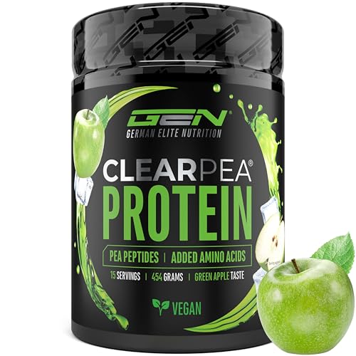 ClearPea® - Clear Protein Vegan - Lecker & erfrischender veganer Eiweiß-Shake - Veganes Eiweißplulver aus Erbsenproteinhydrolysat Pepitde - Clear Whey Alternative (454g, Green Apple)