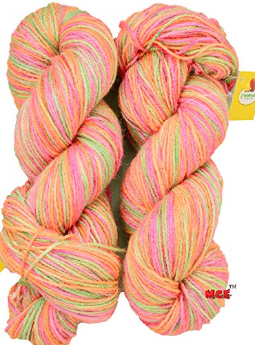Image of M.G Rangoli Multi Rose (200 gm) Wool Hank Hand Knitting Wool /Art Craft Soft Fingering Crochet Hook Yarn, Needle Knitting Yarn Thread Dyed