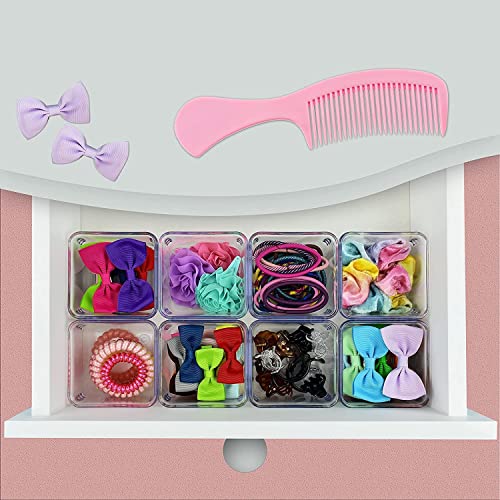 Image of Zollyss 4 Pcs Clear Plastic Clothes Drawer Organiser Trays, Multipurpose Drawer Storage Bins for Wardrobe, Closet, Vanity, Makeup & Office Desk, Clear