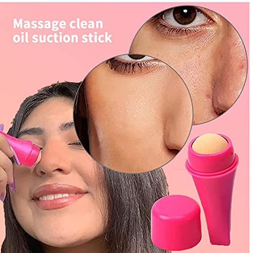 Olieabsorberende roller Natuurlijke vulkanische steen gezichtoliecontrole stick mini massager roze schoonheid… - Image 6