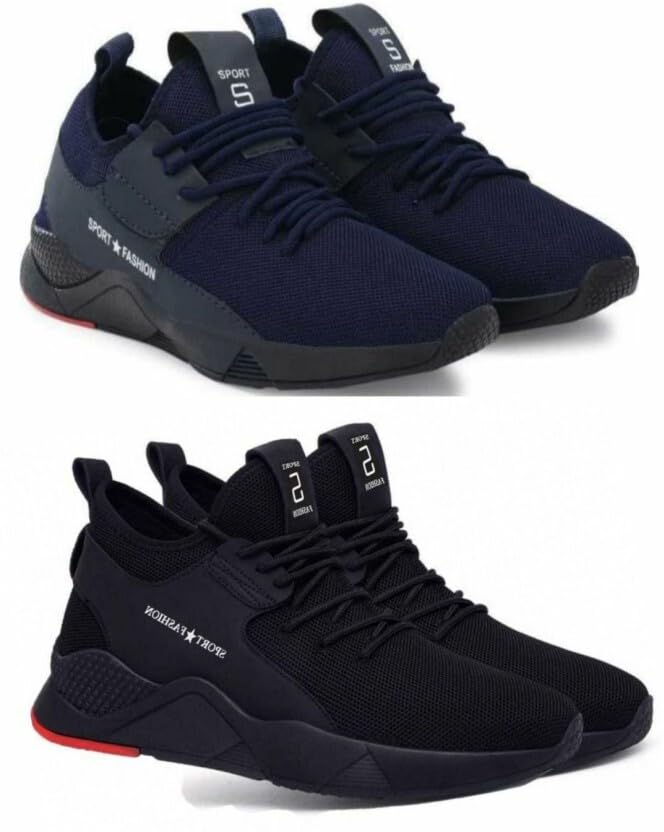 Amber Mens Sports Running,Walking, Gym Shoes with Lightweight Sole with Foam Insole Casual Sneaker Shoes for Mens (Pack of 2, Black::Blue_8) (B0CF1RMWK5) Amazon Price History, Amazon Price Tracker