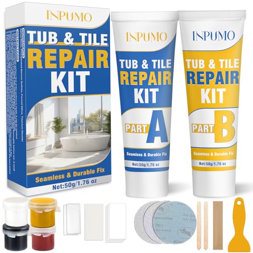 Kit Reparacion Plato Ducha Resina, Kit Reparacion Baldosas, Ceramica para Reparar Astillas, Abolladuras, Grietas, Agujeros y Rayones en Porcelana y Cerámica (Coincidencia De Color)