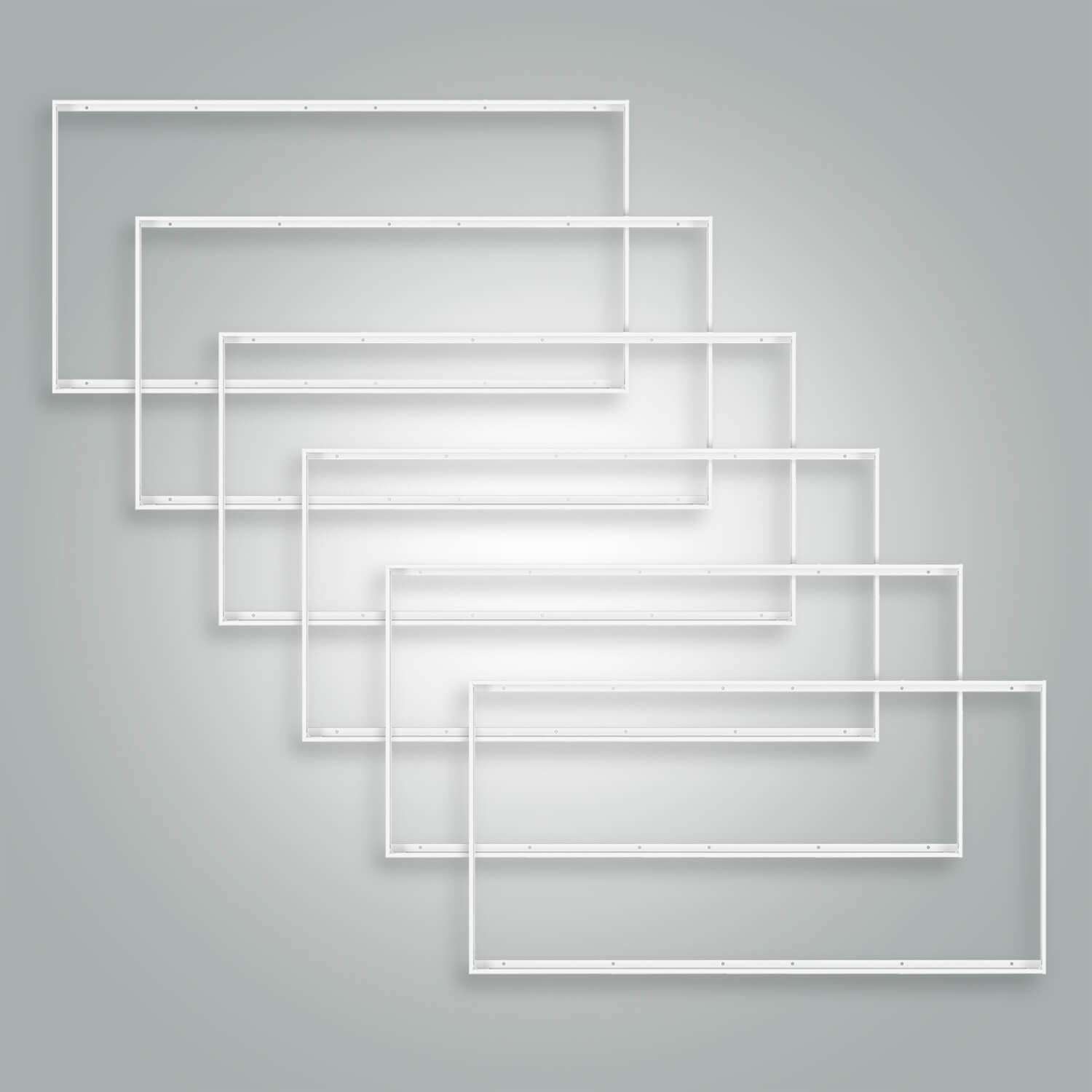 6 telai di montaggio in alluminio bianco per pannello LED, 120 x 60 cm, lampada da soffitto, 1200 x 600 x 43 mm