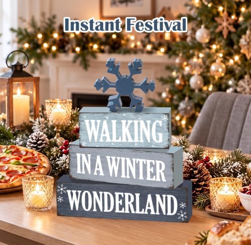 4Pcs Winter Table Decorations, Christmas Wooden Indoor Decor — 사진 4
