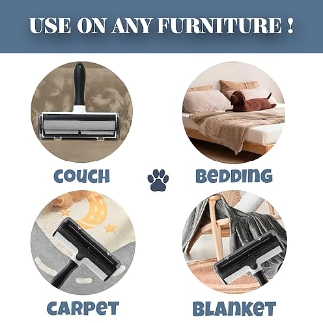 Ruff¡¯N¡¯Meow Pet Hair Remover Tool ¨C Reusable Lint Roller for Dog & Cat Hair ¨C Multi-Surface Fur Remover for Couch, Furniture, Carpet, Bedding & Car ¨C Portable Pet Owner Essential ¨C Built-in Fur Bin-yvQtSb18
