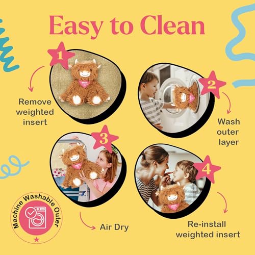 Image of Lilly's Love Weighted Stuffed Animal, 5lb | Sensory Plush for Kids & Adults | Machine Washable Plushie w /Removable Inner | Calming Weighted Stuffed Animal for Anxiety, Highland Cow