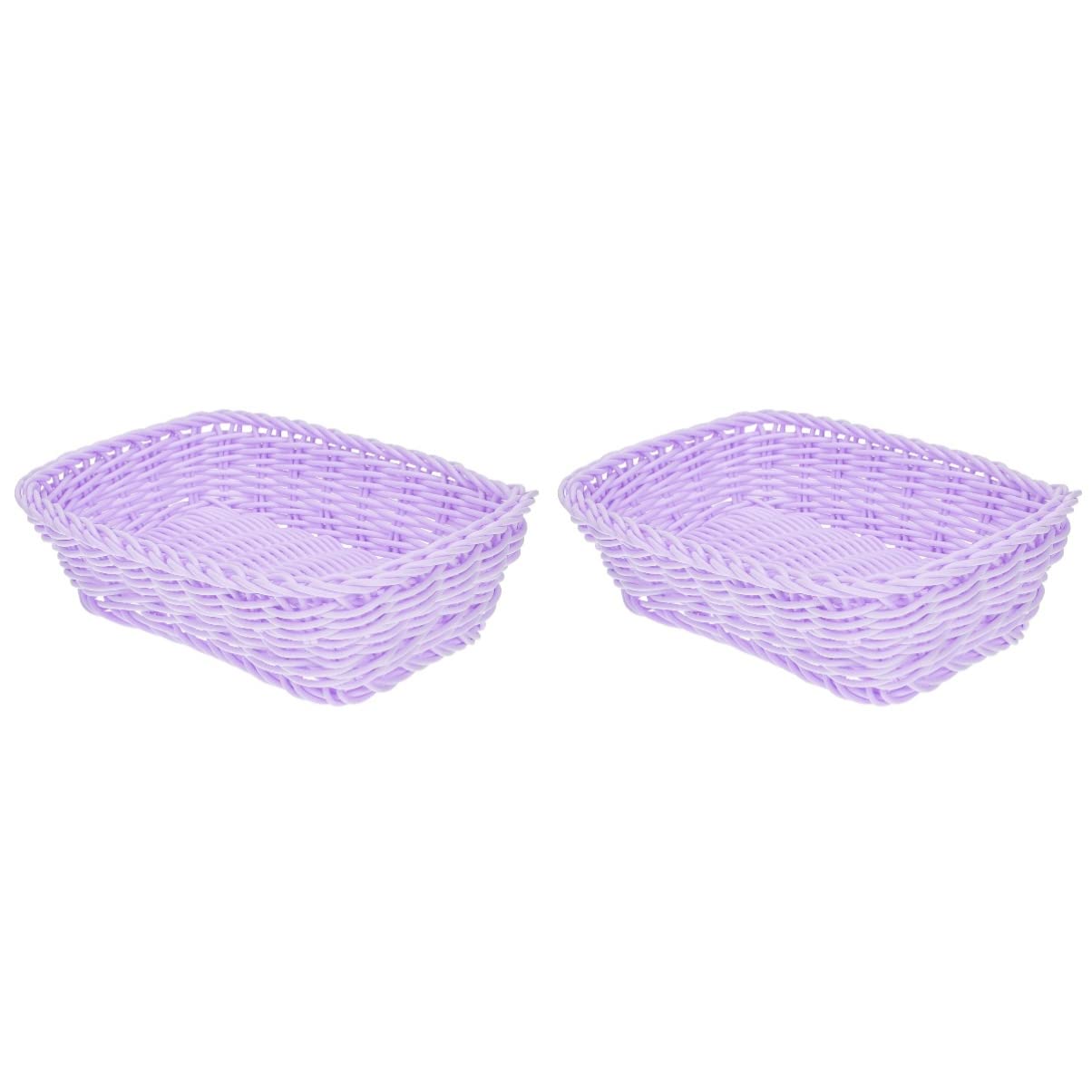 Cabilock 2 Pcs Preparation of Storage Baskets Snack Tray Desktop Clutter Basket Woven Baskets for Storage Jewelry Basket for Fruit Vanity Tray Purple To Weave Basket Straw