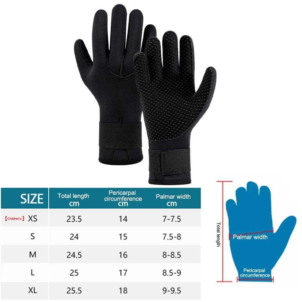 Guanti in neoprene, 5 mm, termici, 3 mm, caldi, 3 mm/5 mm, in neoprene, non slip per uomini e donne, resistenti all'usura