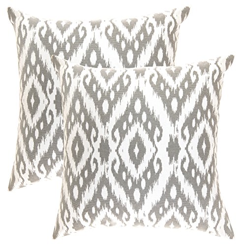 TreeWool, (2 Paquet Housse Coussin Ogee Ikat Diamant Accent en Coton Toile - Gris, 55 x 55 cm Cover