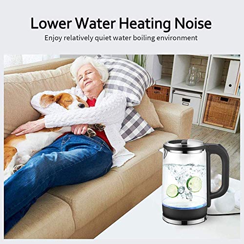 Hervidor eléctrico de vidrio 1.8L 1800W con LED blanco y negro miniatura 6